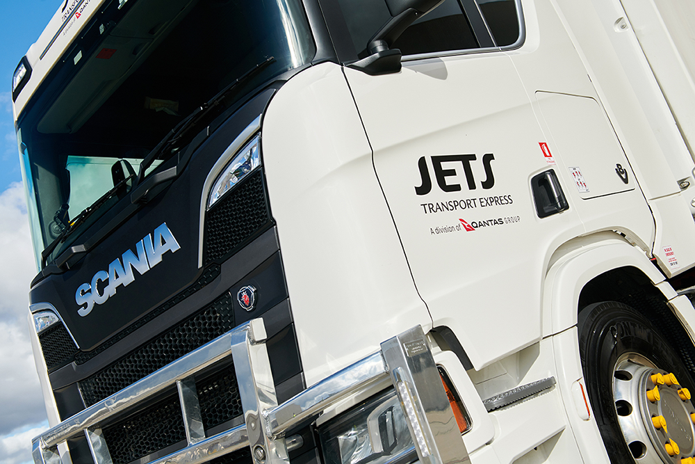 Close up of JETS Transport Express truck door