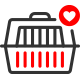 crate with black and red bars and a heart in the right hand corner of it