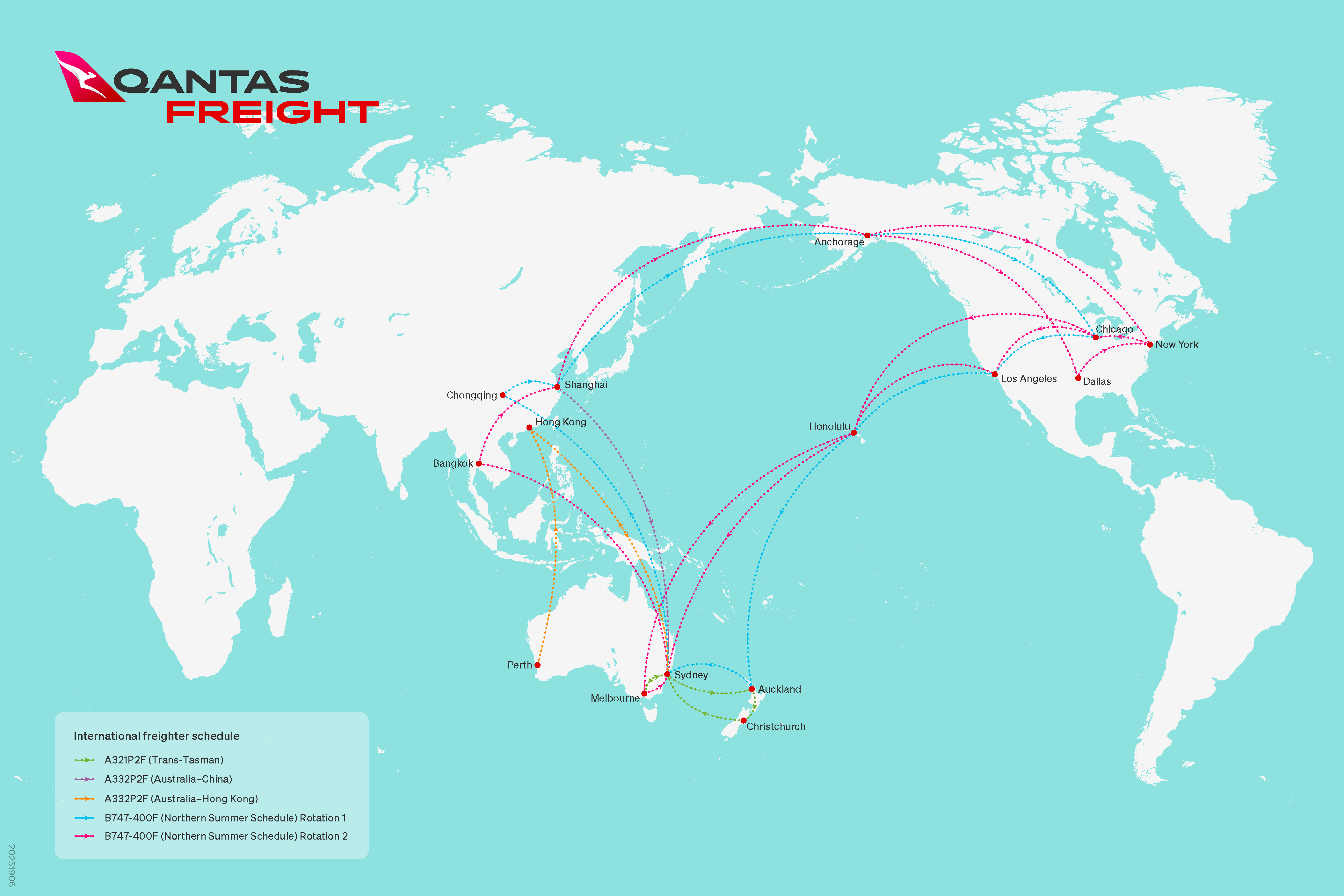 Qantas Freight international network route map