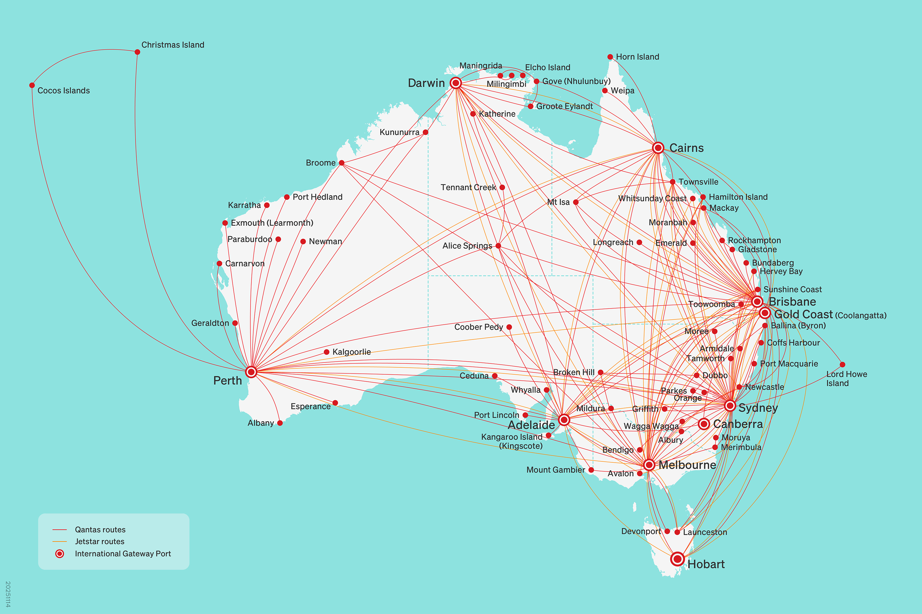 Qantas Freight domestic network route map