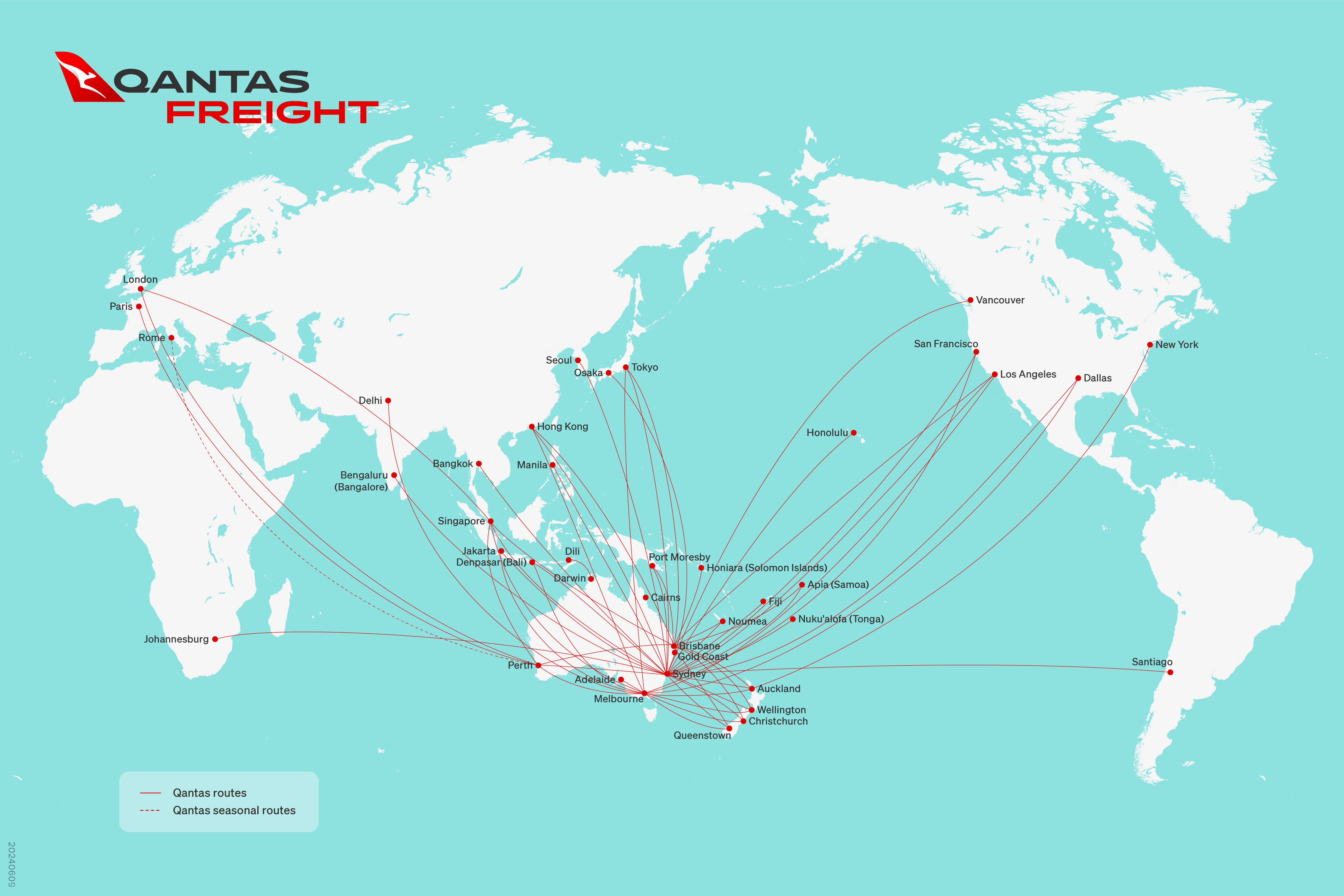 Qantas Freight international network route map