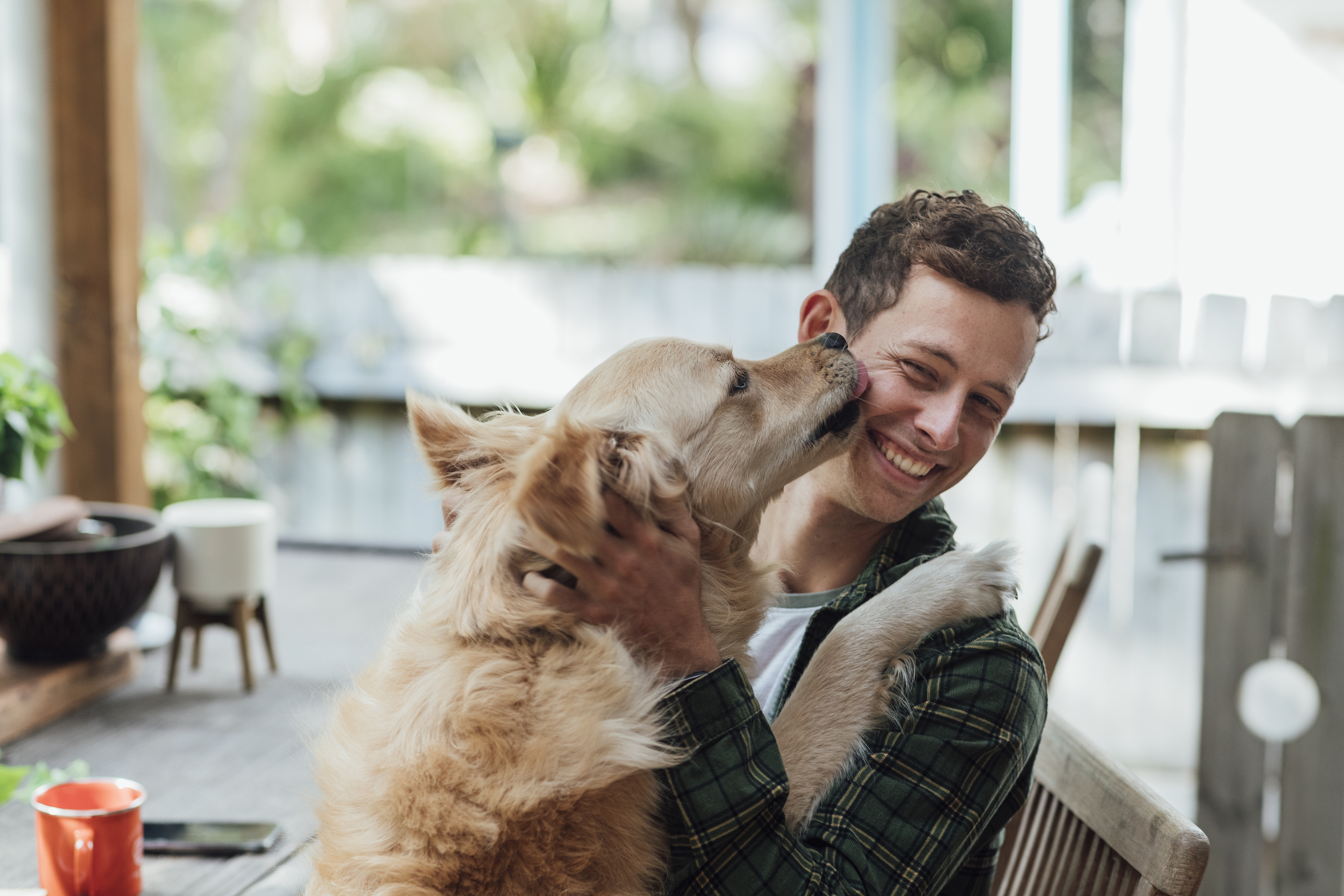 Happy family with dog