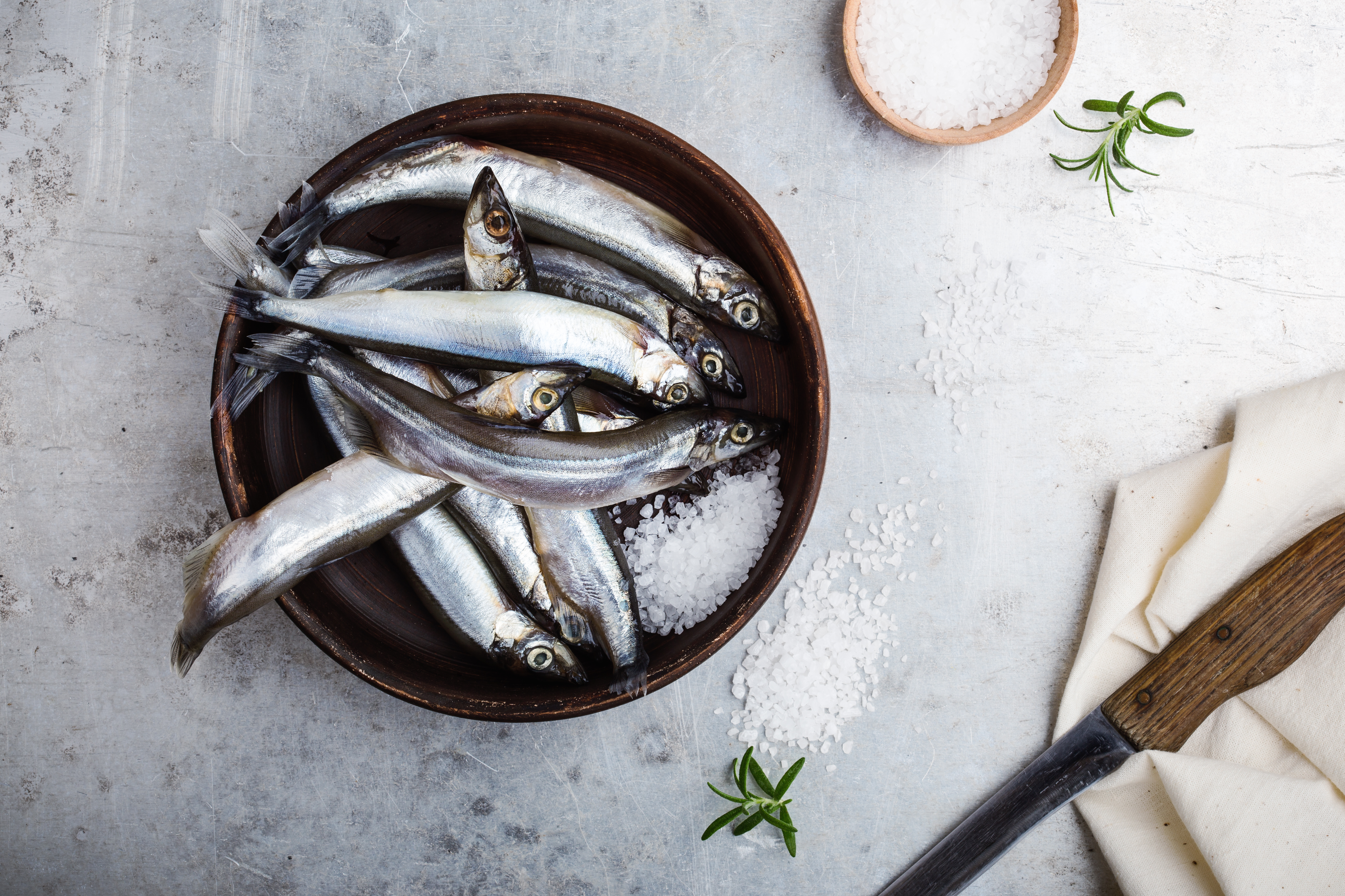 Fresh fish and salt ingredients